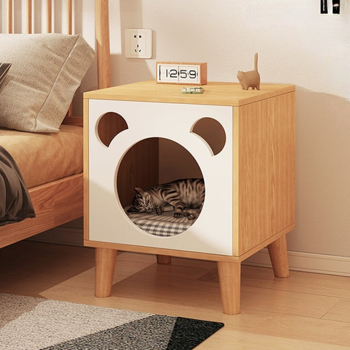 This adorable cat house nightstand is the perfect addition to any cat lover's bedroom.