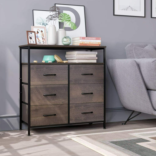 Organize your home in style with this beautiful and practical Wood Storage Cabinet, featuring six drawers and one open shelf and available in two elegant colors.