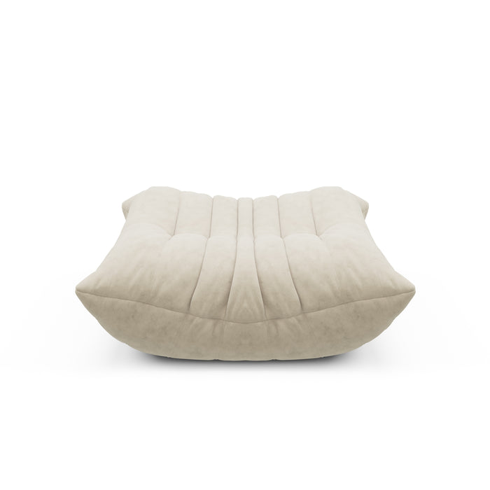 A cozy lounge bean bag chair with an ottoman for relaxing in any room of your home.