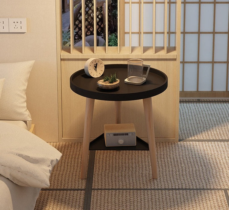 black side table with storage