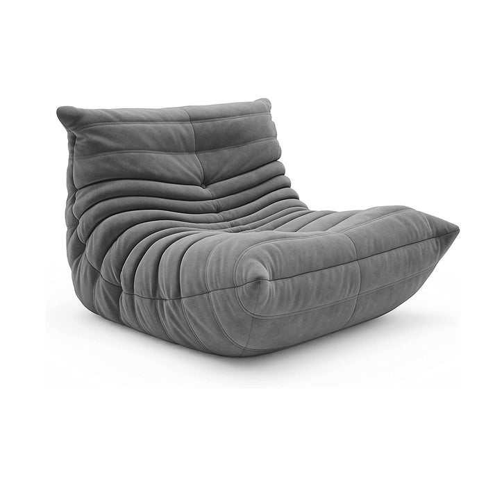 A comfortable and stylish lounge bean bag chair with an ottoman that is perfect for any living space.