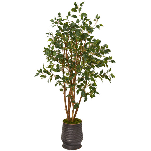 HYGGE CAVE | FICUS ARTIFICIAL TREE IN RIBBED METAL PLANTER