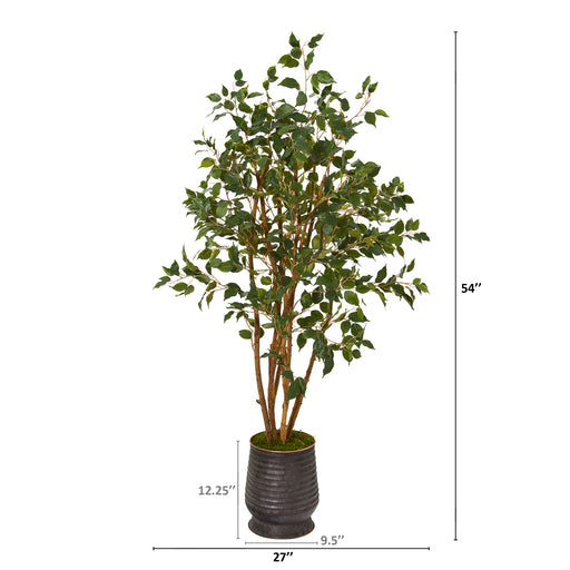 HYGGE CAVE | FICUS ARTIFICIAL TREE IN RIBBED METAL PLANTER