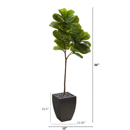 HYGGE CAVE | FIDDLE LEAF ARTIFICIAL TREE IN BLACK PLANTER