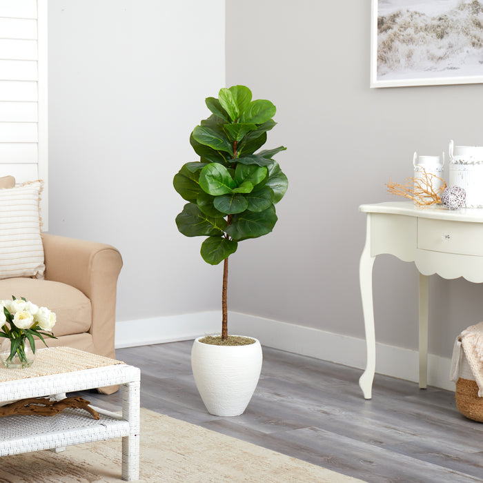 HYGGE CAVE | FIDDLE LEAF ARTIFICIAL TREE IN WHITE PLANTER