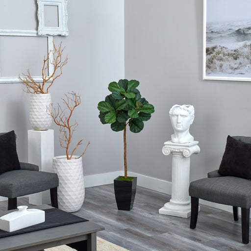 HYGGE CAVE | FIDDLE LEAF ARTIFICIAL TREE IN BLACK METAL PLANTER