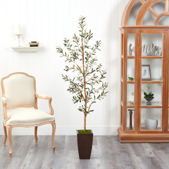 HYGGE CAVE | OLIVE ARTIFICIAL TREE IN BRONZE METAL PLANTER