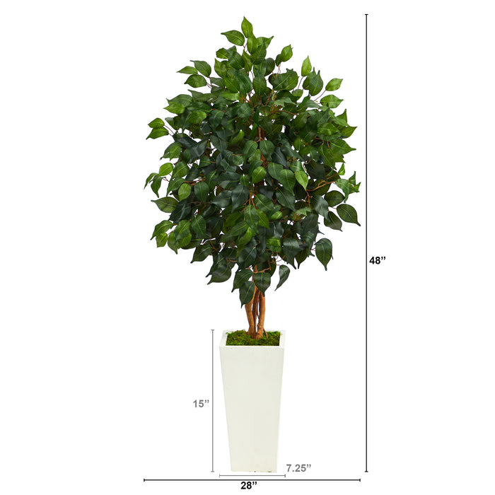 HYGGE CAVE | FICUS ARTIFICIAL TREE IN WHITE TOWER PLANTER