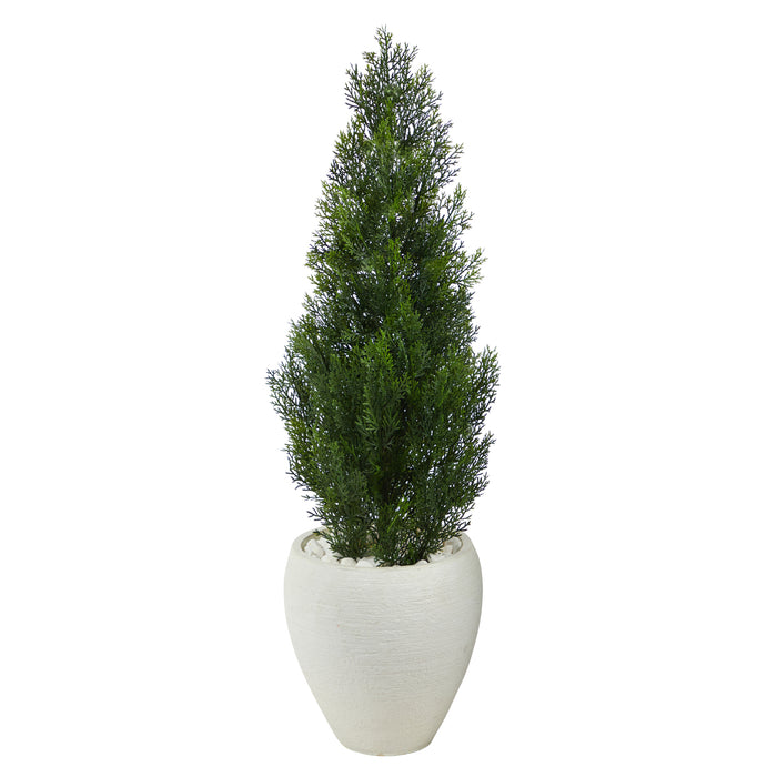HYGGE CAVE | MINI CEDAR ARTIFICIAL PINE TREE IN WHITE PLANTER