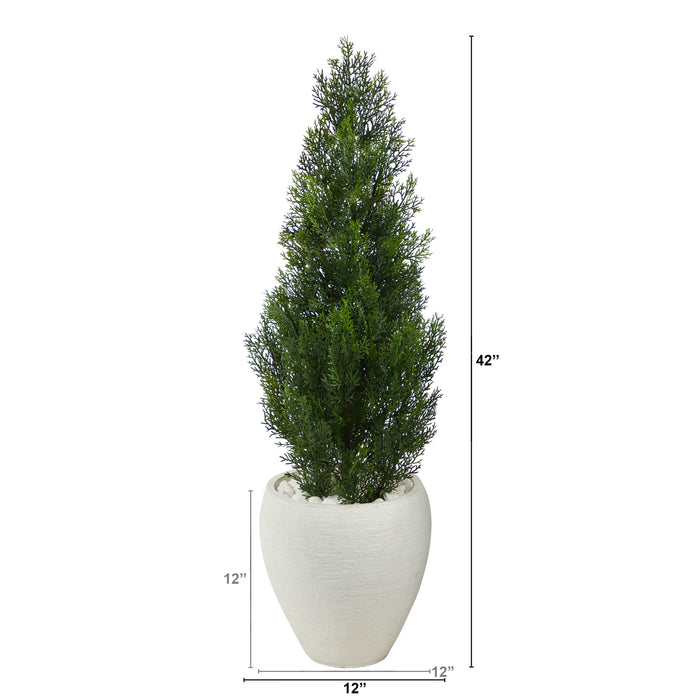 HYGGE CAVE | MINI CEDAR ARTIFICIAL PINE TREE IN WHITE PLANTER
