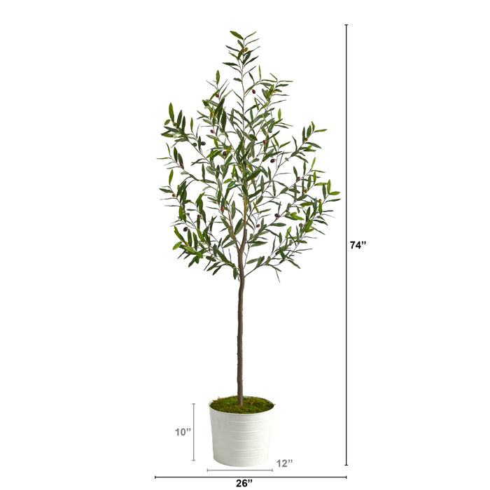 HYGGE CAVE | OLIVE ARTIFICIAL TREE IN WHITE TIN PLANTER
