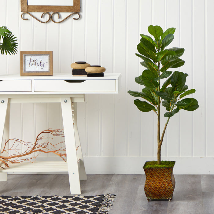 HYGGE CAVE | FIDDLE LEAF FIG ARTIFICIAL TREE IN METAL PLANTER