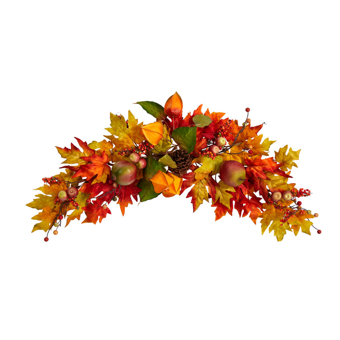 38” AUTUMN MAPLE LEAF BERRY ARTIFICIAL SWAG - HYGGE CAVE