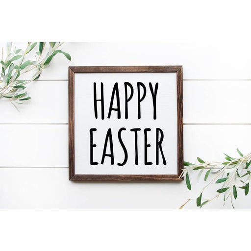 Happy Easter white Wooden Sign