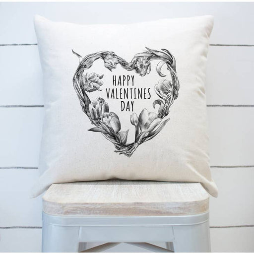Vintage Tulip Heart Pillow Cover