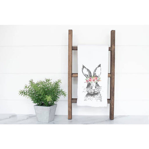 Easter Bunny With Flower Crown Tea Towel