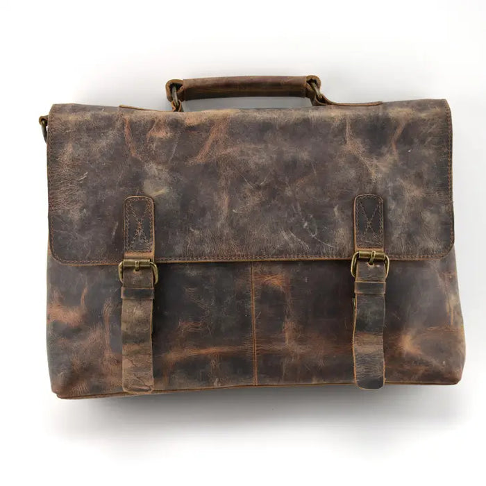 vintage buffalo leather briefcase - hygge cave