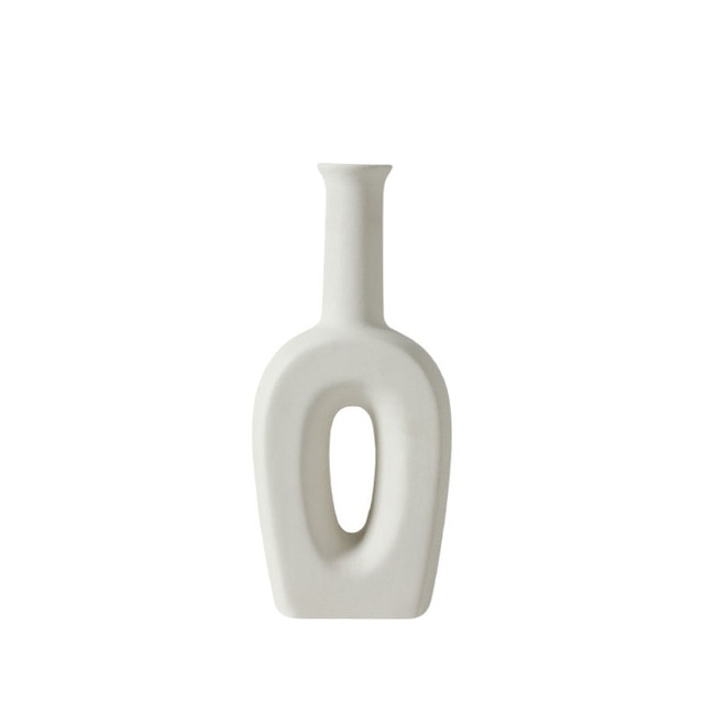 HYGGE CAVE | Unusual Pure White Ceramic Nordic Vase Home Decoration 