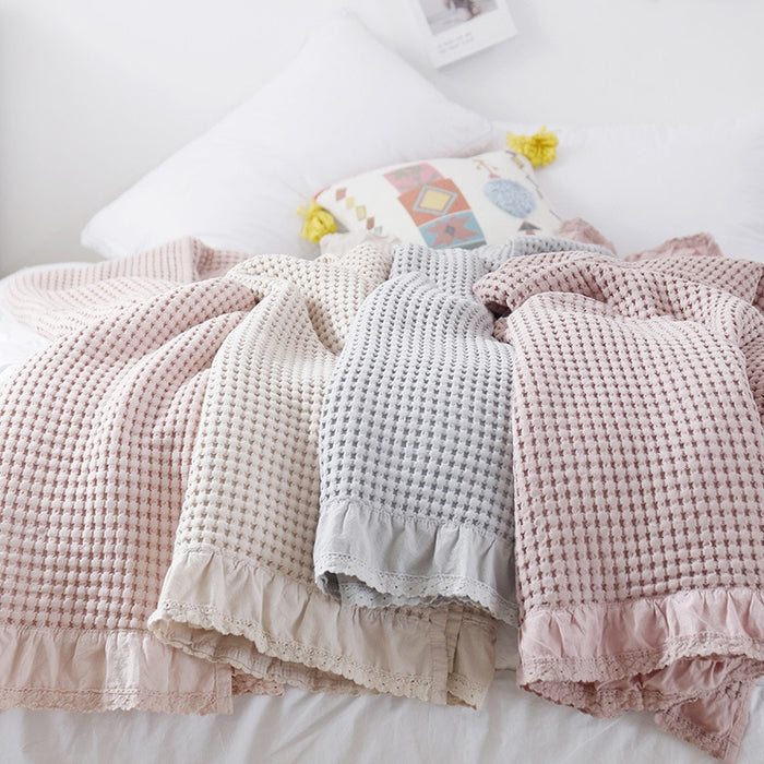cotton waffle blanket king - hygge cave
