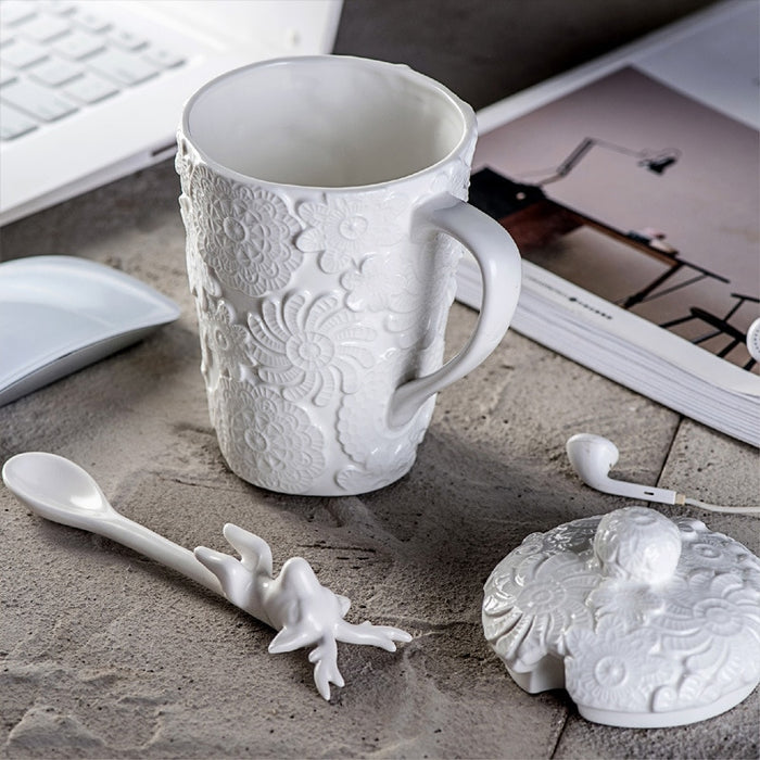 HYGGE CAVE | porcelain DEER spoon Christmas gift vintage ceramic mug