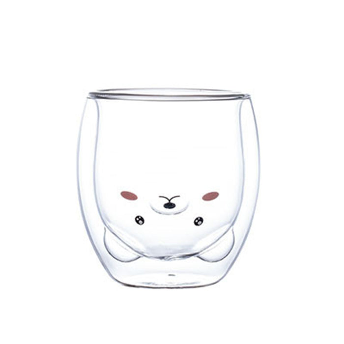 HYGGE CAVE | Glass Mugs Bear Cat Animal Double-layer Cup Christmas Gift
